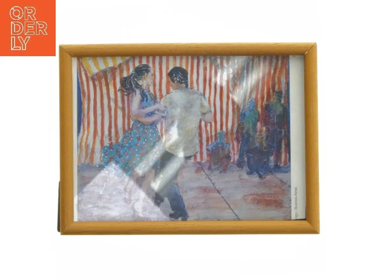 Billede 1 - Indrammet billede af dansende par (str. 19,5x14,5 cm)