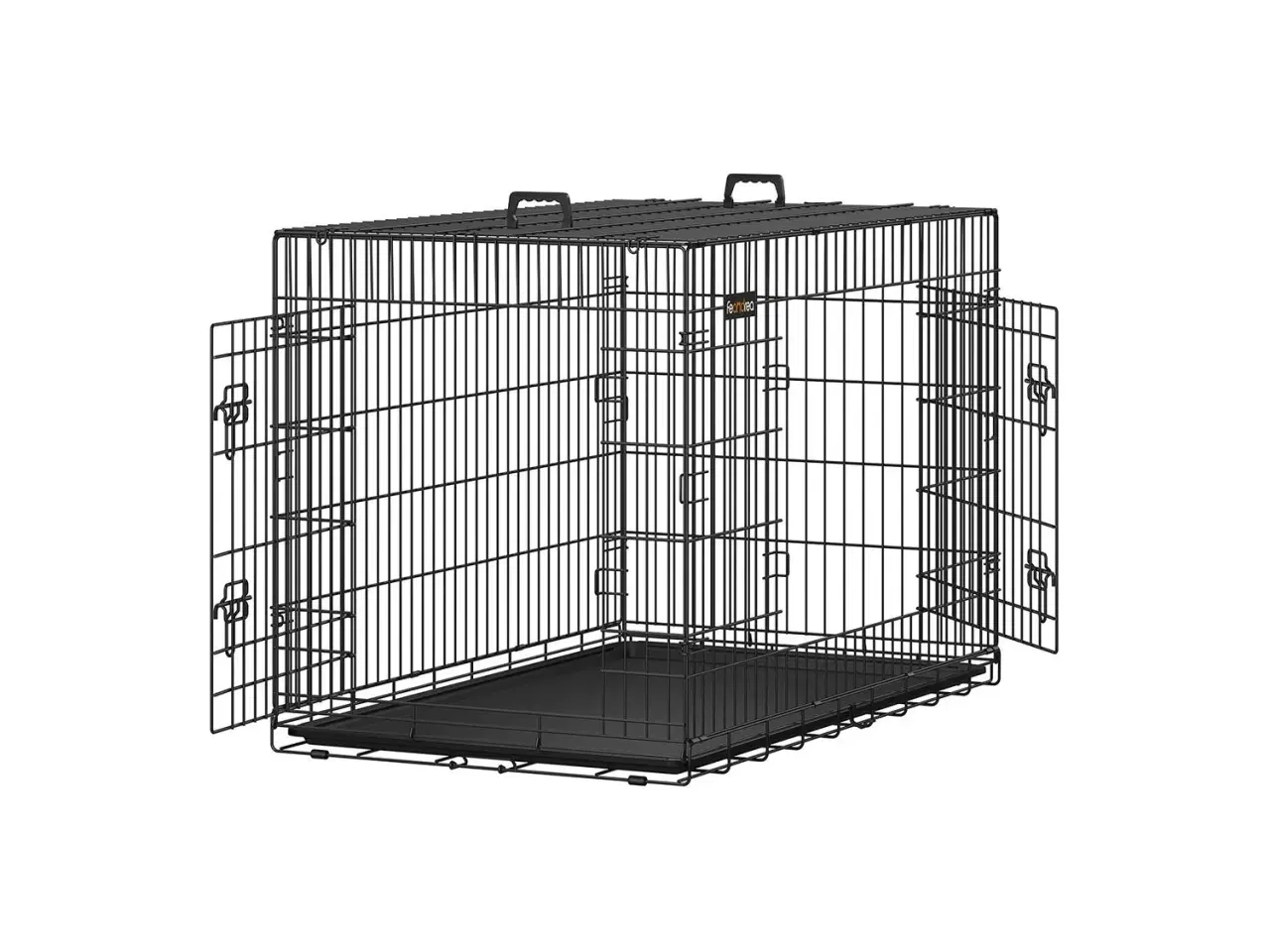 Billede 1 - Hundebur XXL – FEANDREA, sammenklappeligt 122 cm, 2 døre, sort
