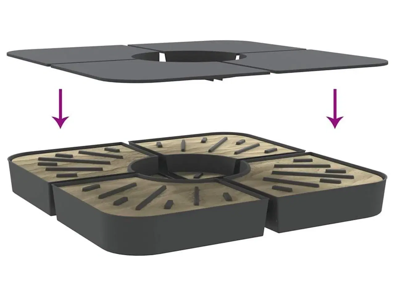 Billede 6 - 4 dele parasolbund til parasolfod 100 kg PP