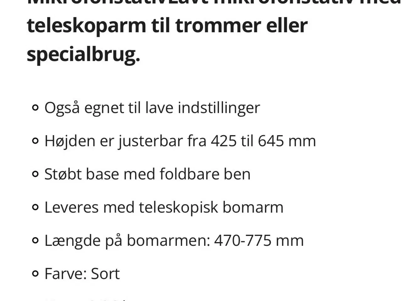 Billede 3 - Nyt lavt mikrofonstativ til trommer 
