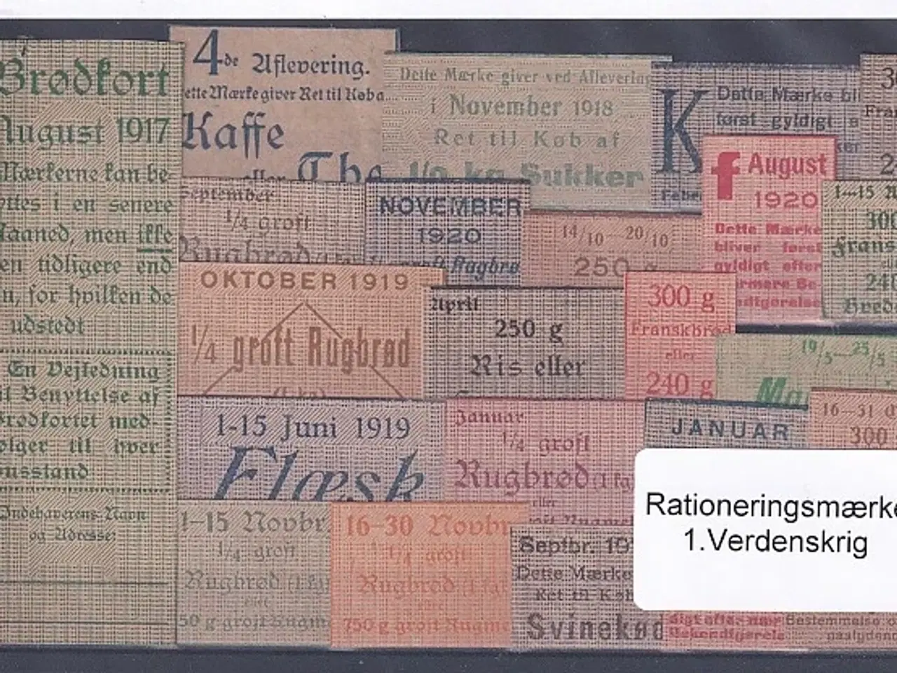 Billede 1 - Rationeringsmærker - 1. Verdenskrig