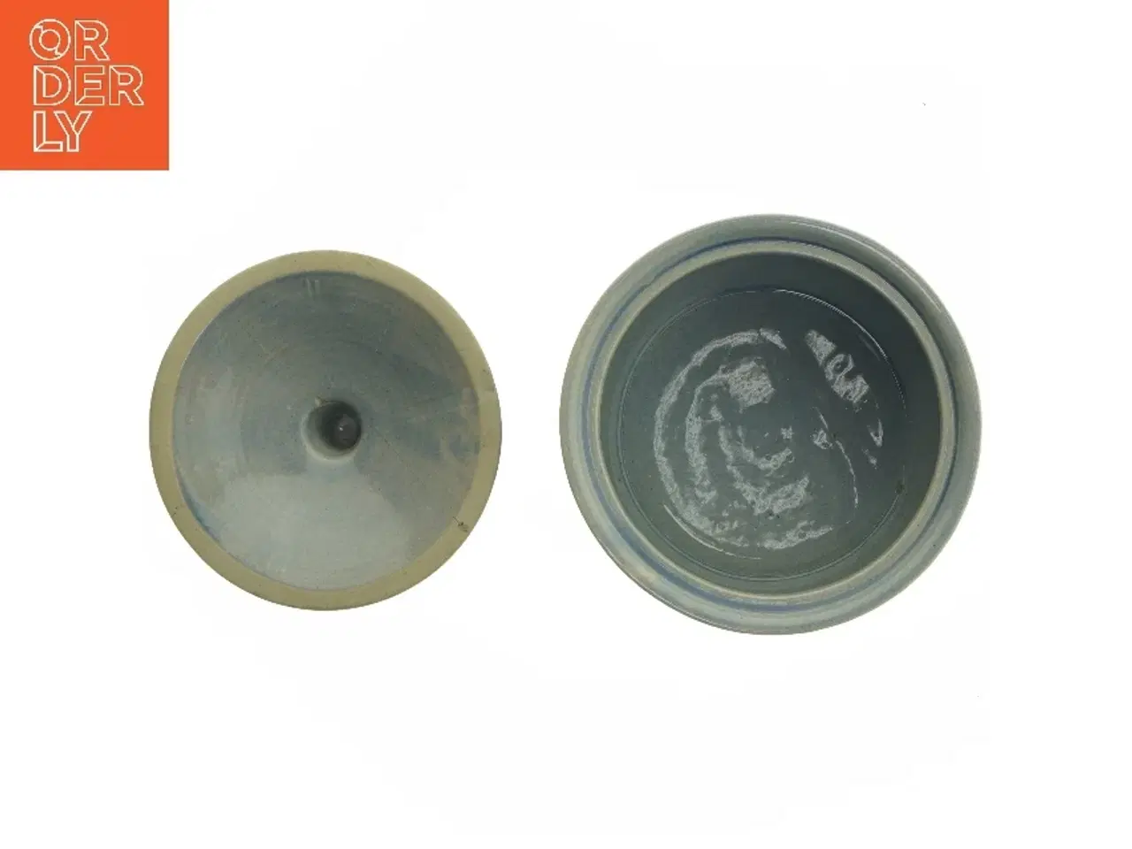 Billede 4 - Blå keramisk krukke med låg (str. Ø 14x12 cm)