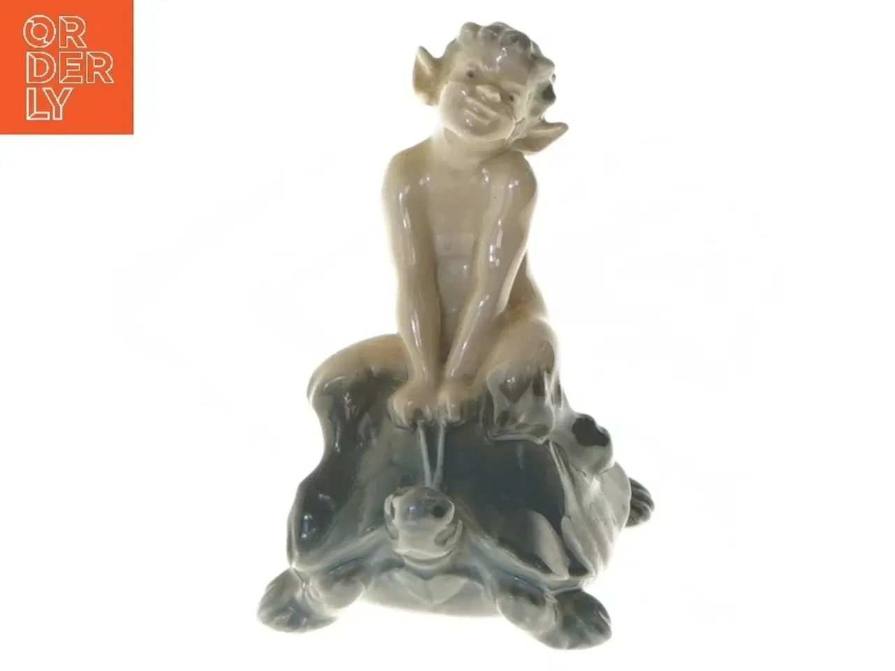 Billede 1 - Porcelænsfigur af faun på skildpadde fra Royal Copenhagen (str. 10 cm)