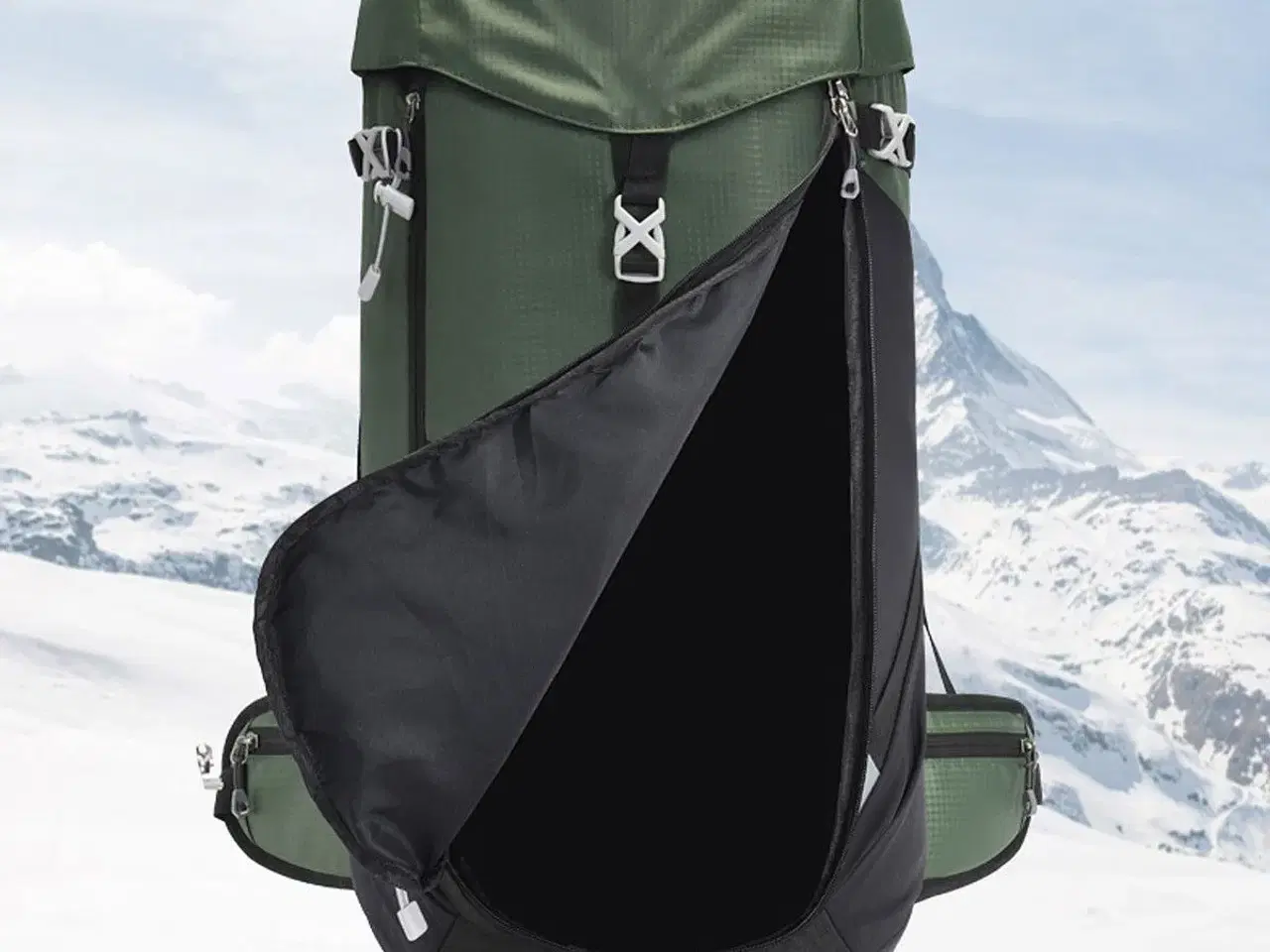Billede 3 - Ny: Camino backpacker 50L Grøn Top og front åben
