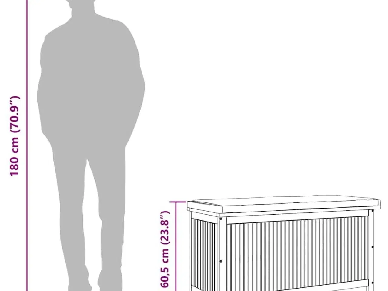 Billede 12 - Udendørs hyndeboks 113x50x60,5 cm massivt akacietræ