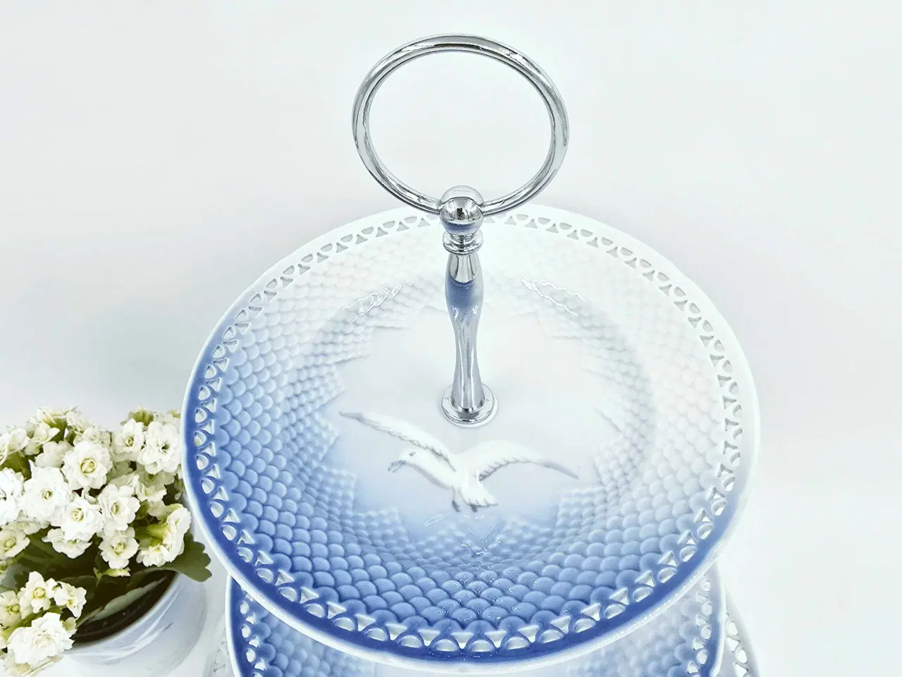 Billede 5 - Mågestel 3 etagers opsats uden guldkant Porcelæn 