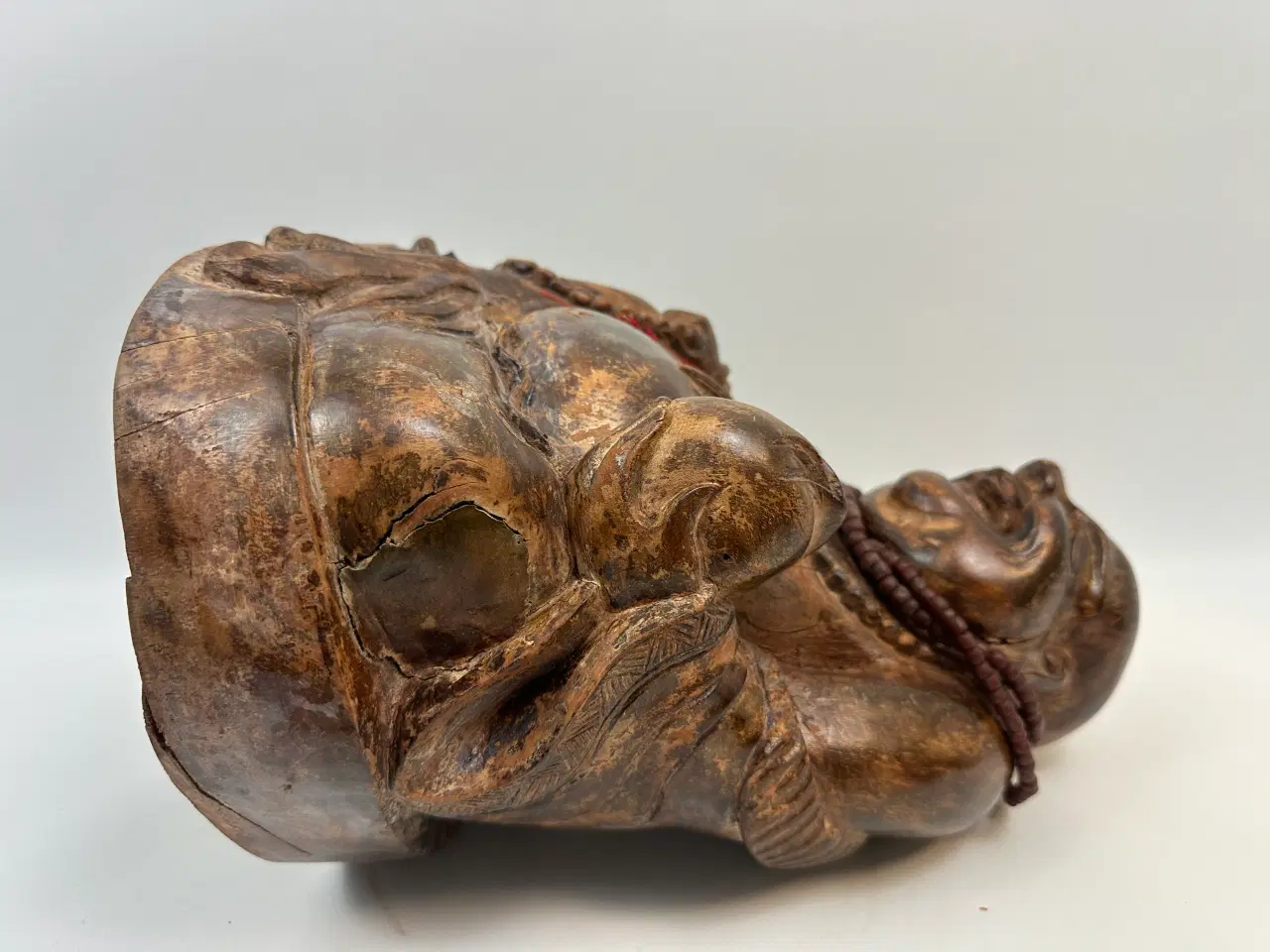 Billede 10 - Stor asiatisk Budda træfigur / træskulptur