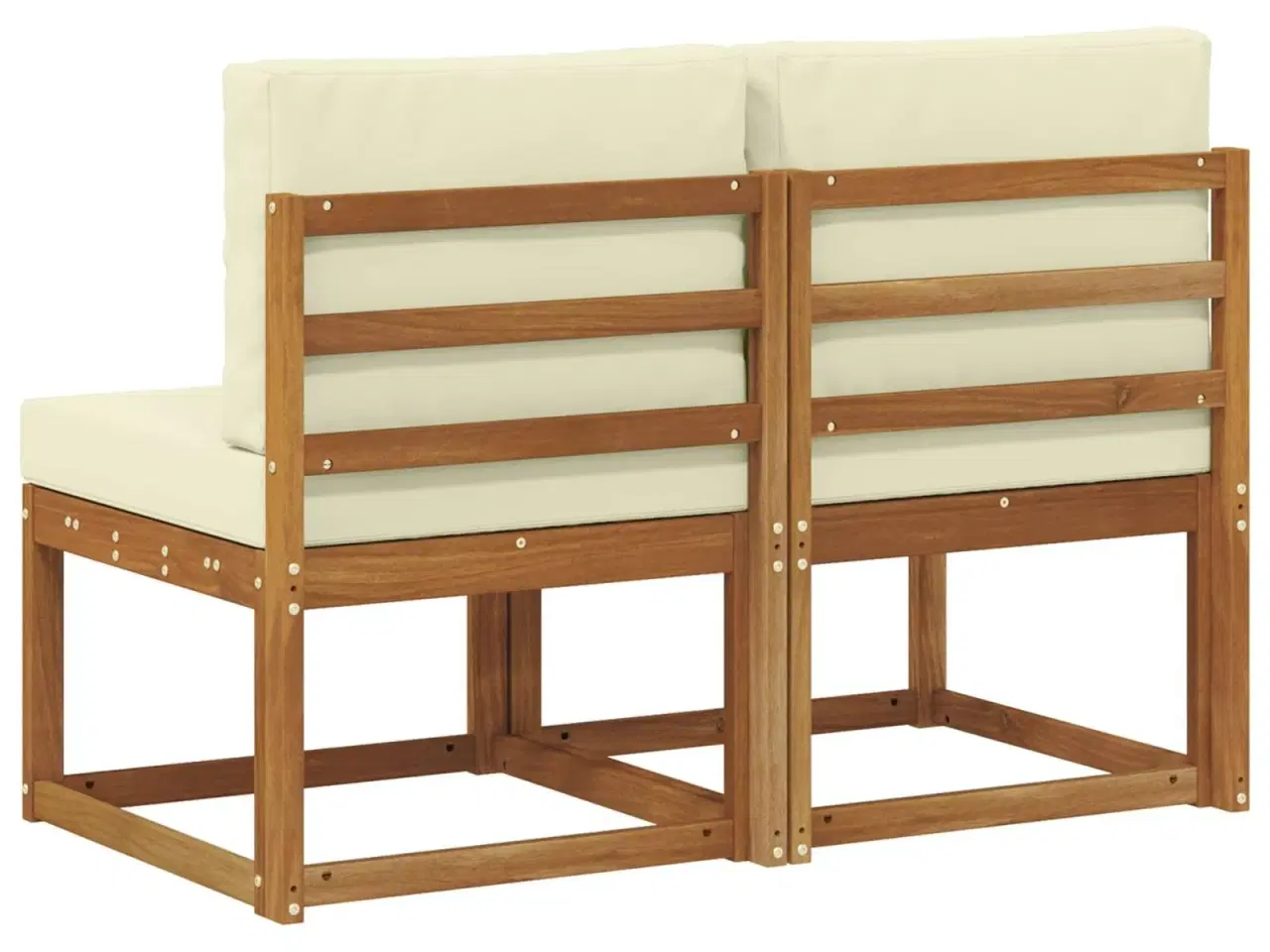 Billede 5 - 2 Stk Udendørs Mellem Sofa Massivt Akacietræ Naturfarvet