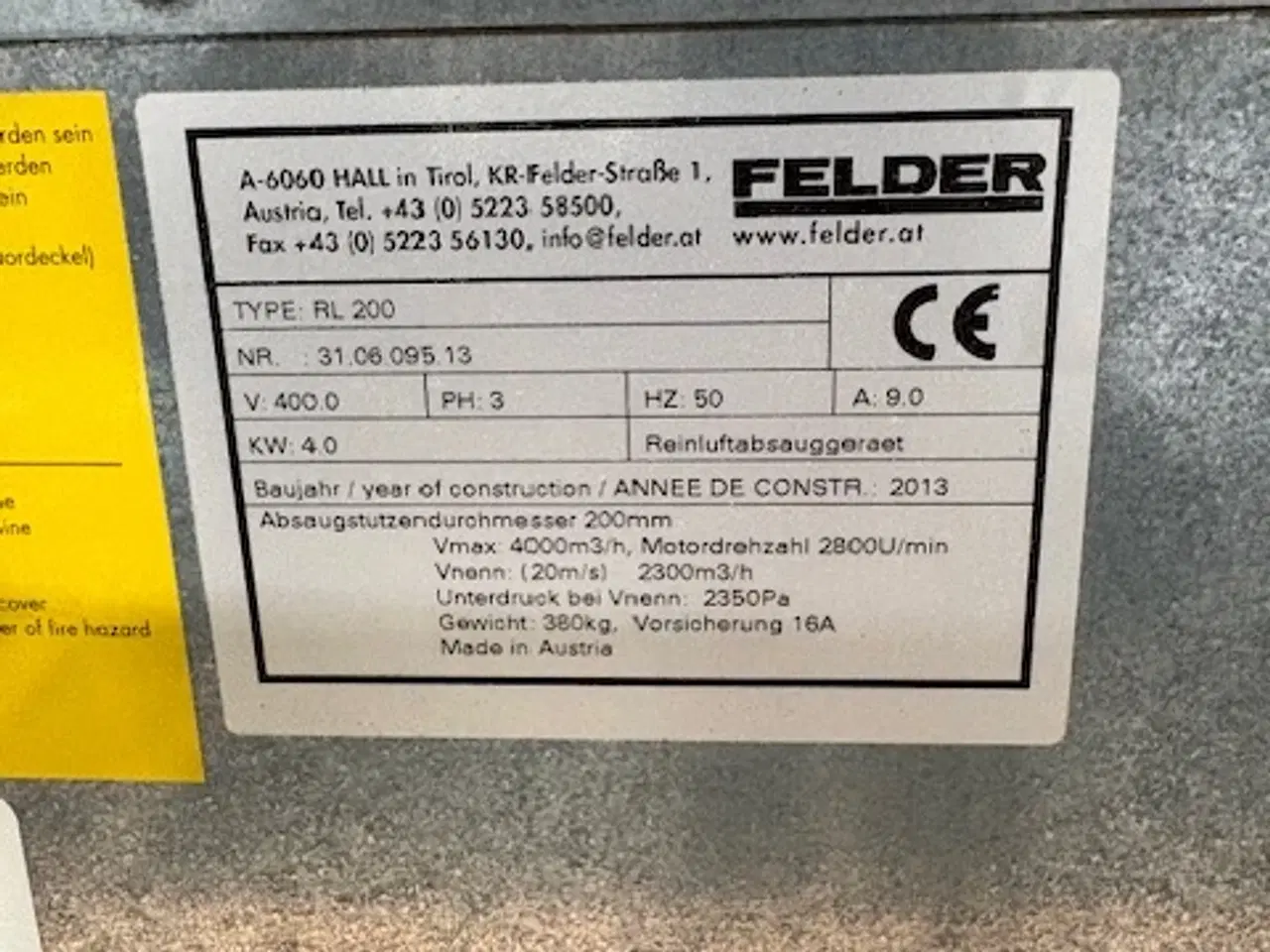 Billede 3 - FELDER RL200 udsugning/spånsug