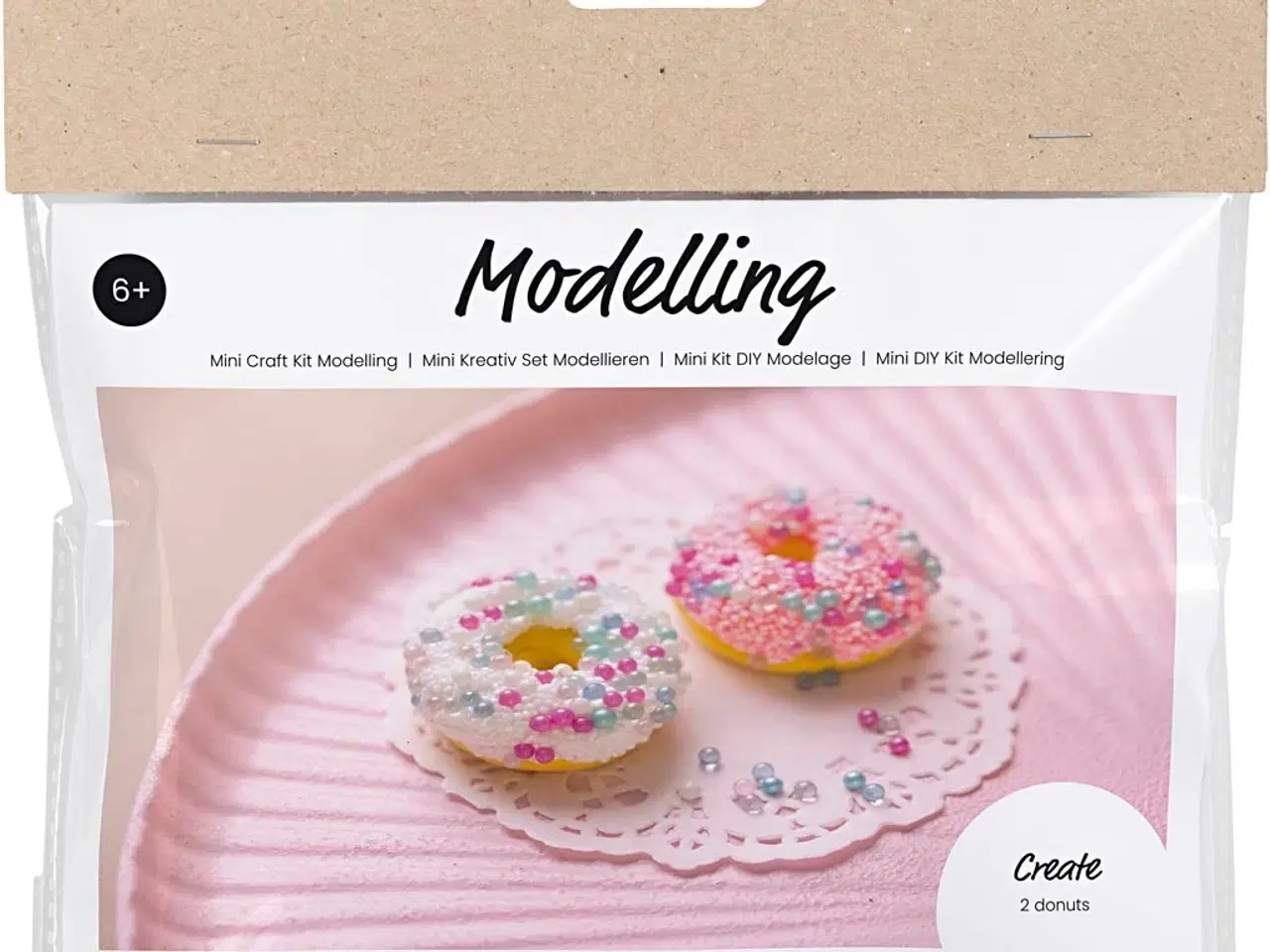 Billede 1 - Mini DIY Kit Modellering, Donuts, pink, turkis, hvid, gul, 1 pk.