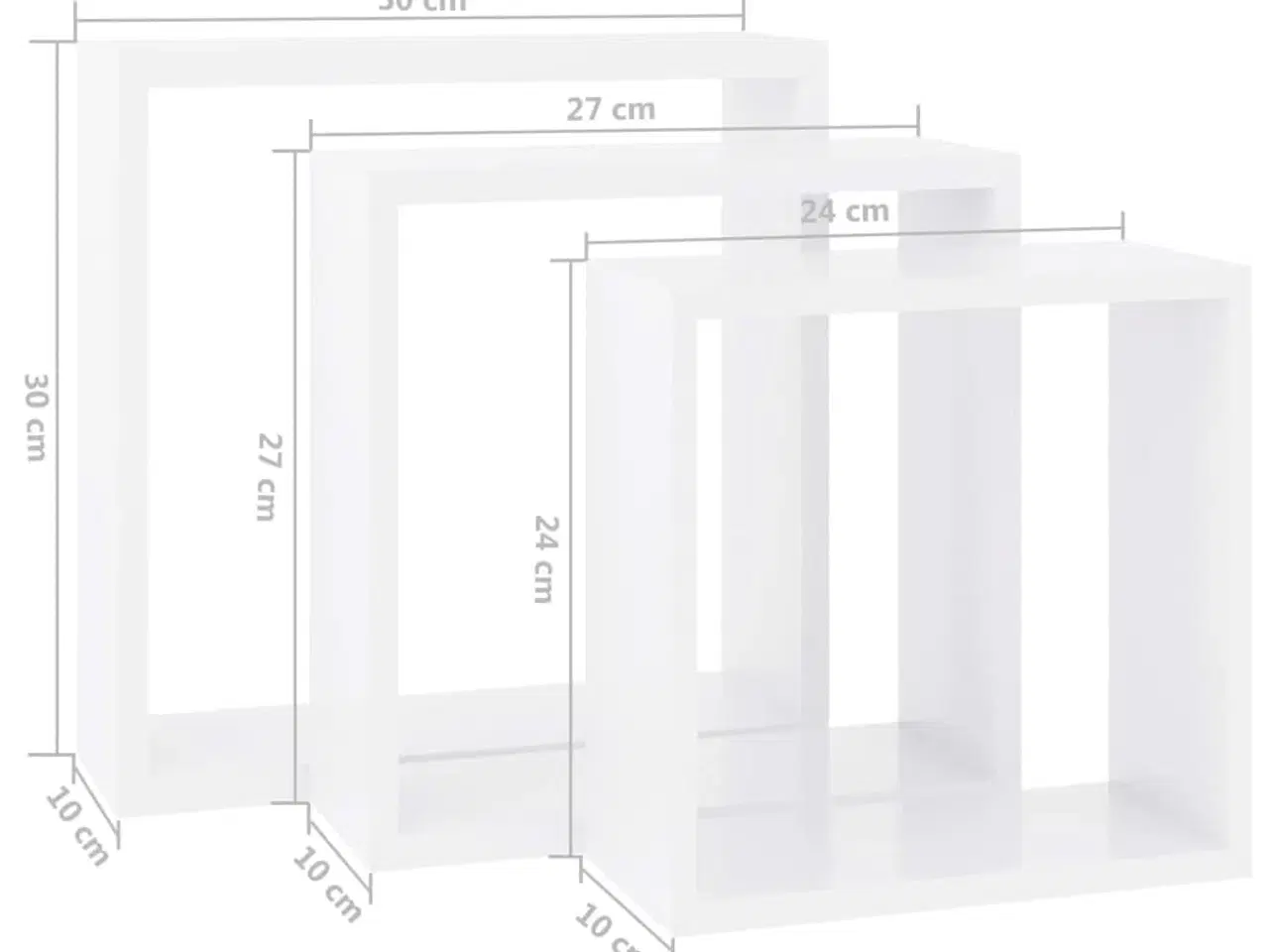 Billede 11 - Væghylder 3 stk. kubeformet MDF hvid