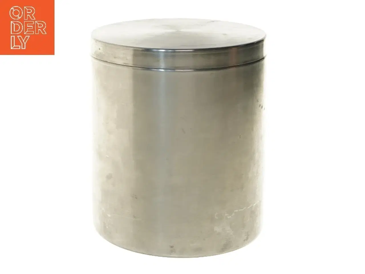 Billede 1 - Stor stilren stål kagedåse med låg (str. Ø 18 cm længde 20,5 cm)