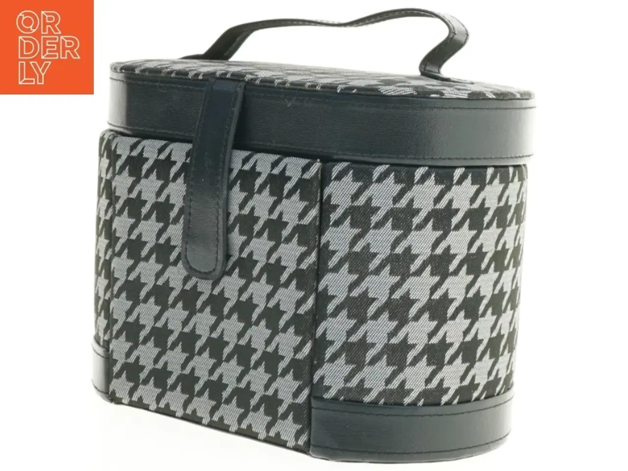 Billede 4 - Sminketaske eller smykkeboks med houndstooth mønster (str. 21,5 x 12 x 15,5 cm)