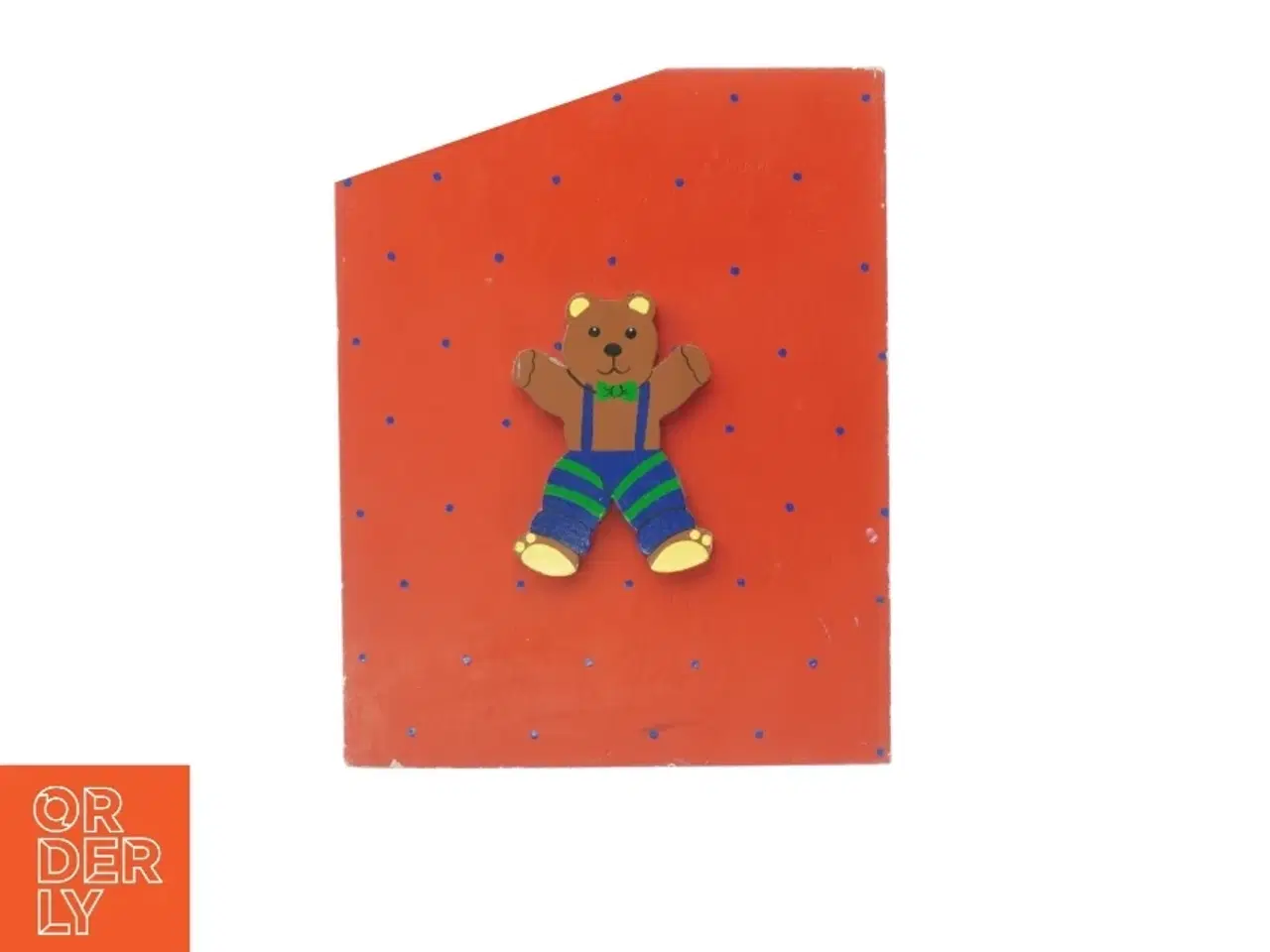 Billede 4 - Rød trækasse med bamse figur (str. 32 x 26 cm)