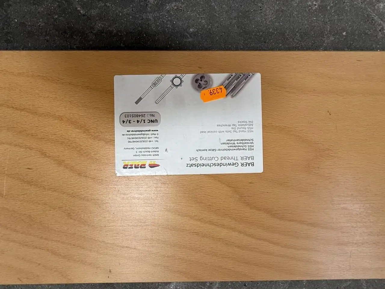 Billede 4 - Gevindskæresæt BAER UNF 1/4 - 3/4