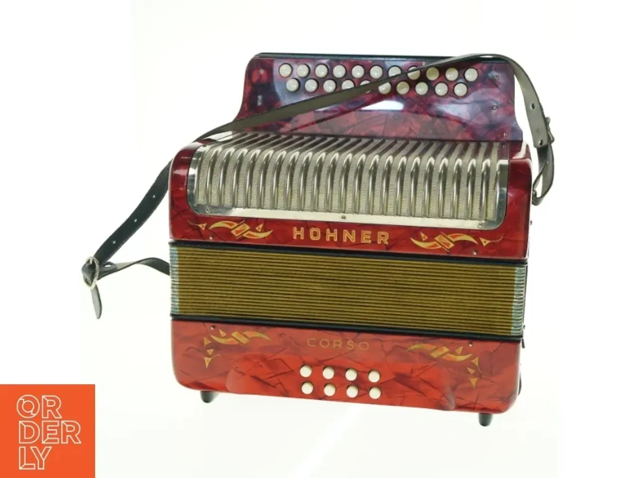 Billede 1 - Rød Hohner Corso harmonika (str. 33. x 31 cm)