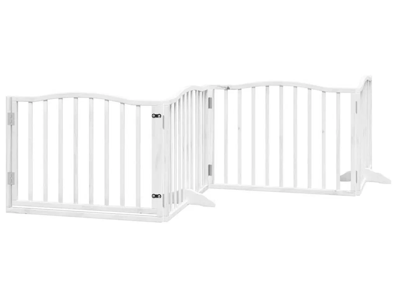 Billede 2 - Hundelåge med dør 4 paneler 320 cm foldbar poppeltræ hvid