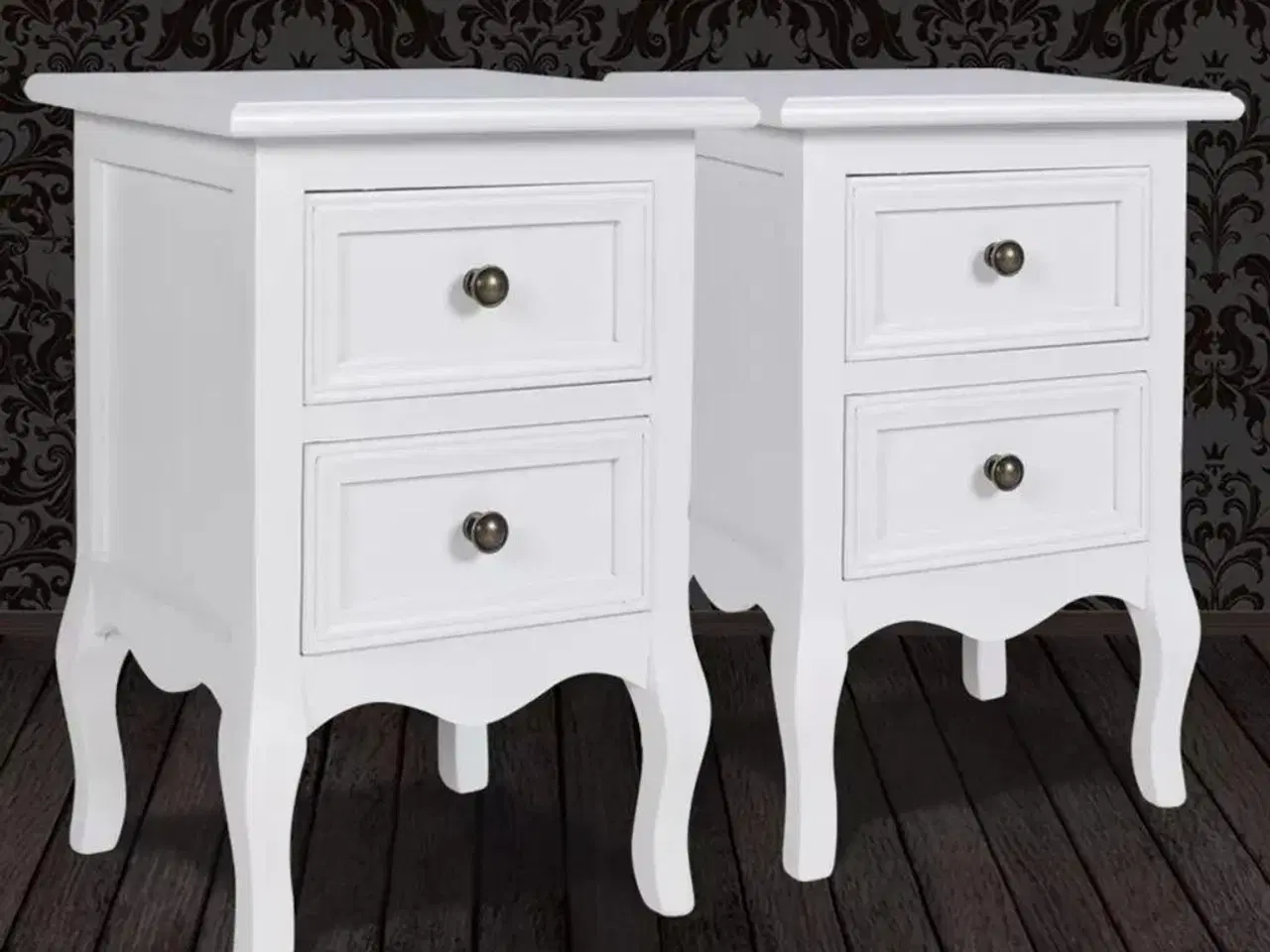 Billede 4 - Sengeborde 2 stk. med 2 skuffer MDF hvid