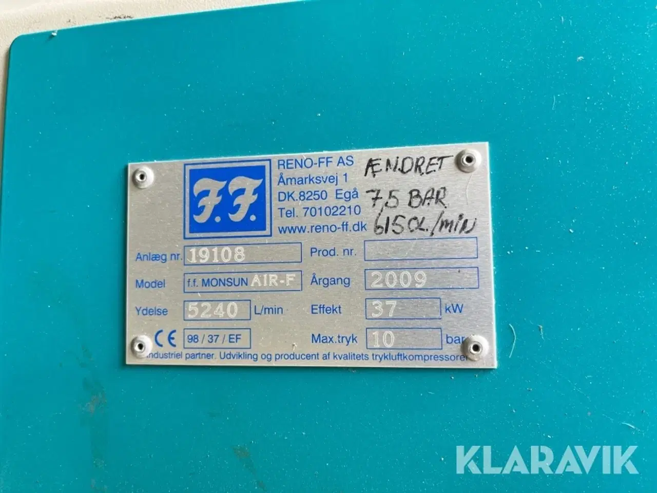 Billede 11 - Skruekompressor Reno Monsun AIR-F