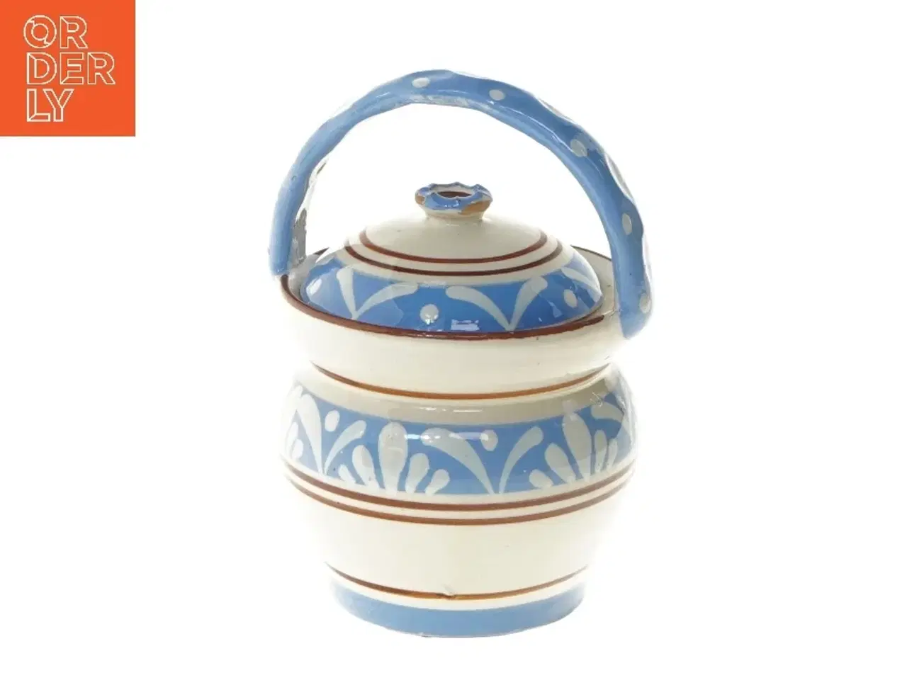 Billede 1 - Lerpotte med låg og hank (str. 15 cm)