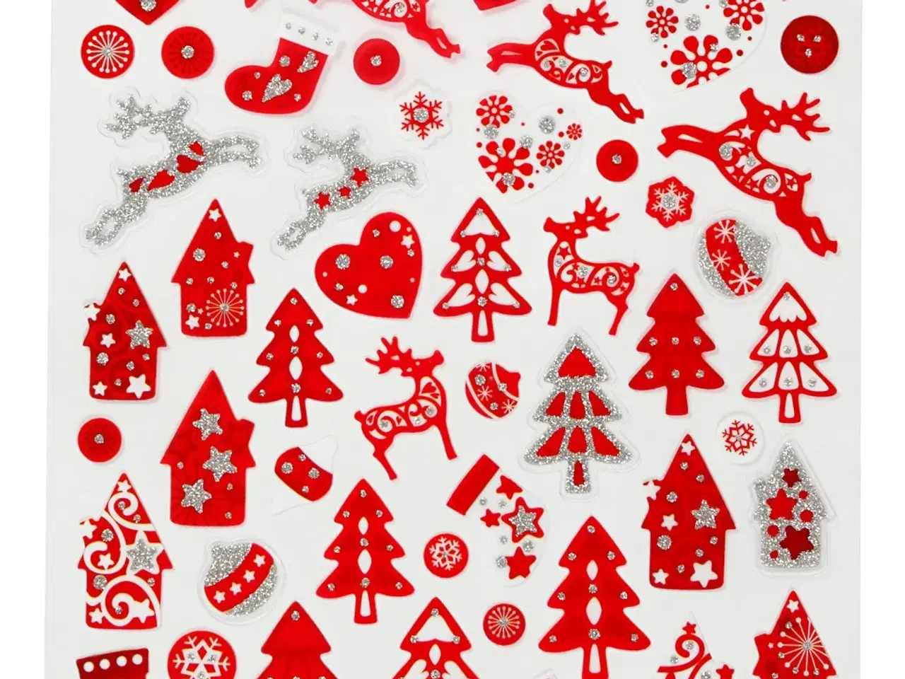 Billede 1 - Julestickers Rød/Hvid - 15x16,5 cm Ark