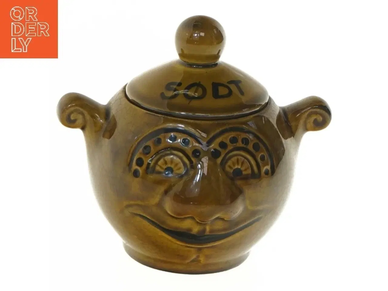 Billede 1 - Brun keramikkrukke med låg (str. 11x11 cm)