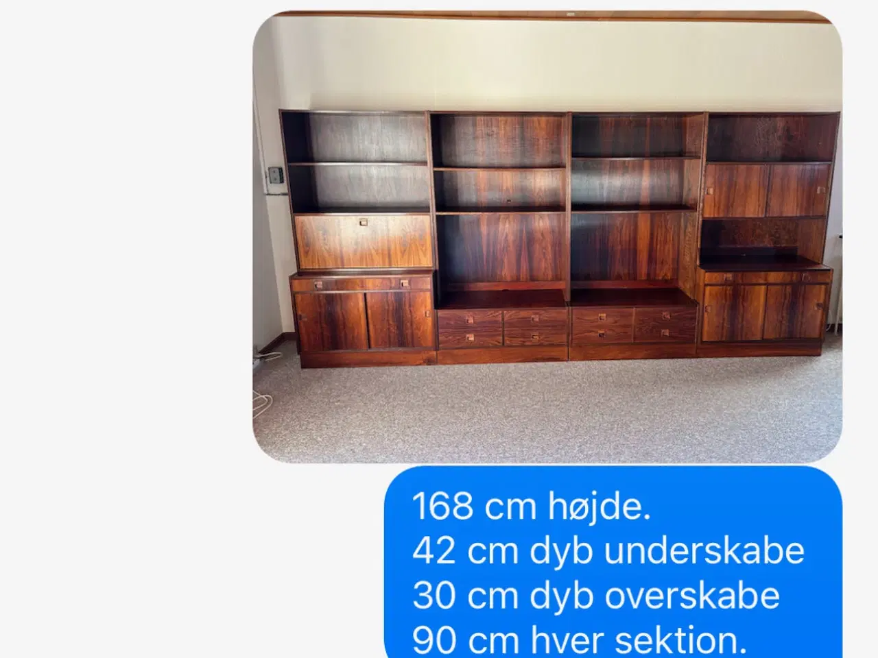 Billede 7 - Pallisander reol 4 sektioner