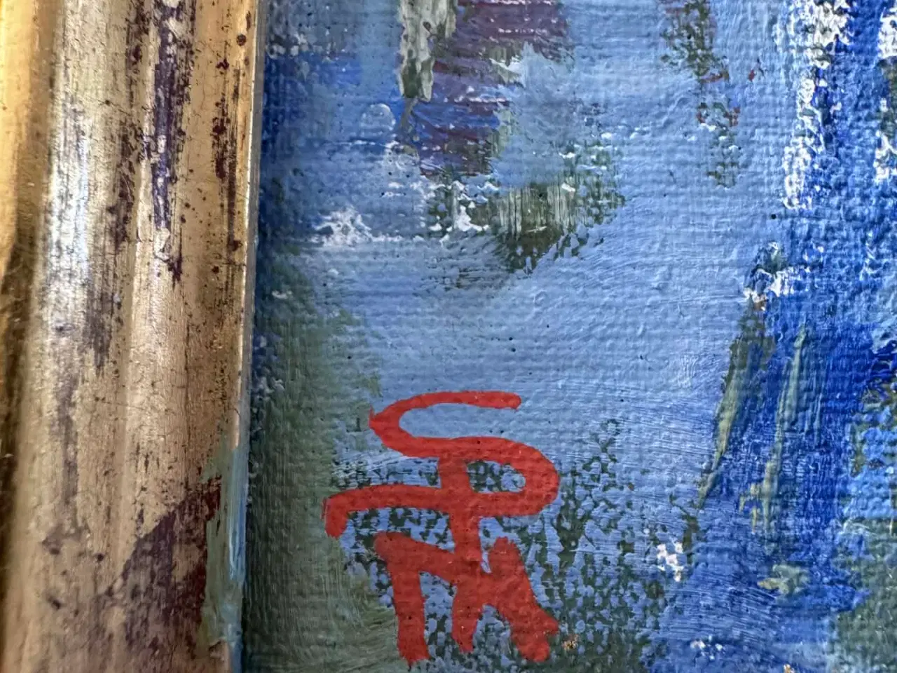 Billede 2 - Originalt maleri i flot guldramme – blomsterstille