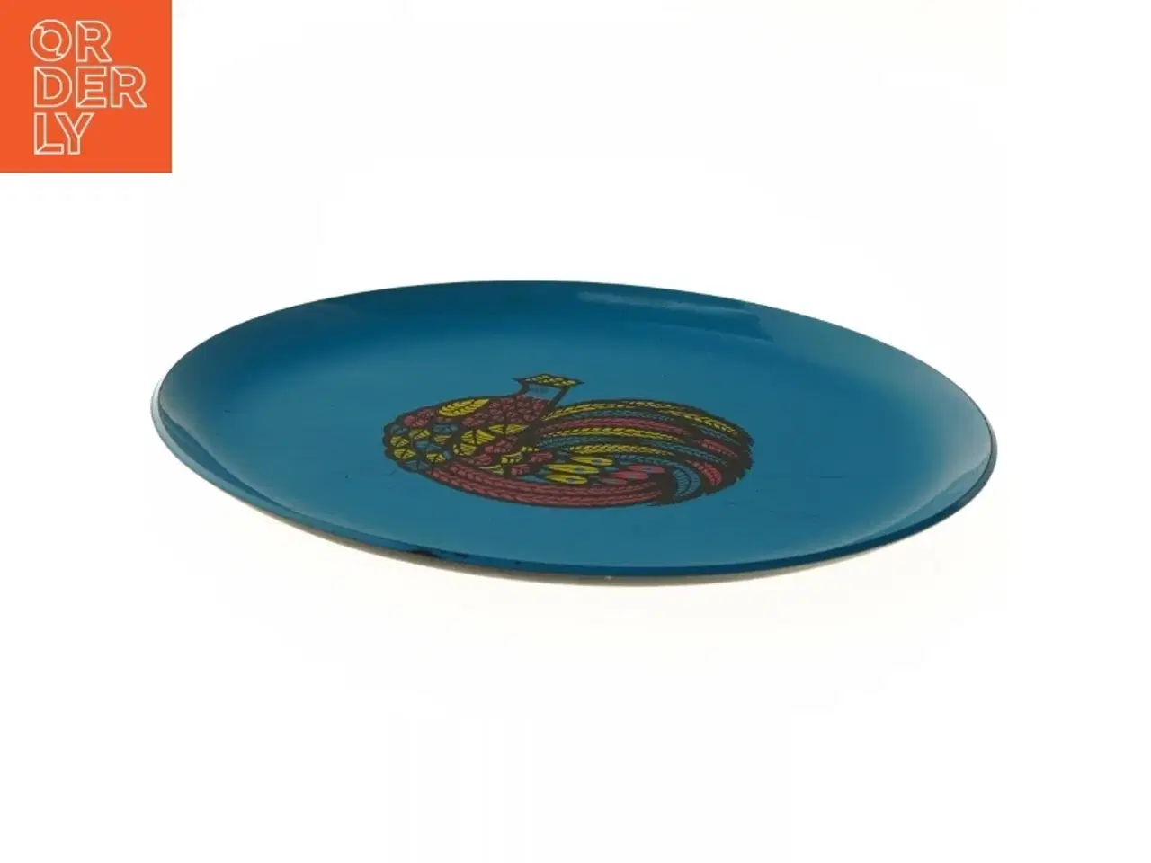 Billede 3 - Rund dekorativ bakke med farverigt mønster (str. Ø 33 cm)