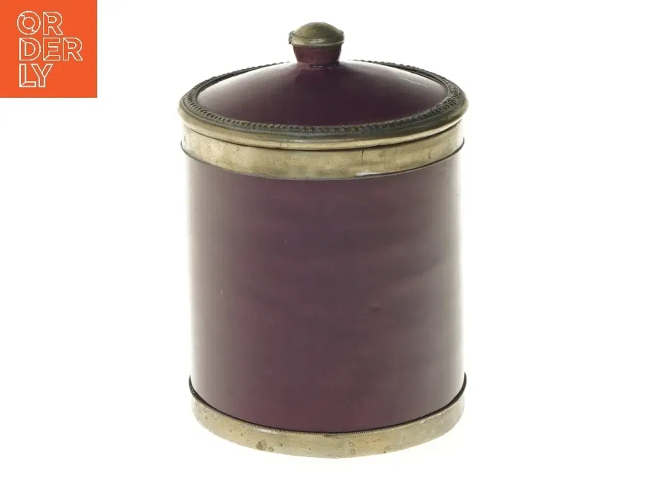 Billede 1 - Antik krukke med låg (str. Ø 12 cm længde 15 cm)