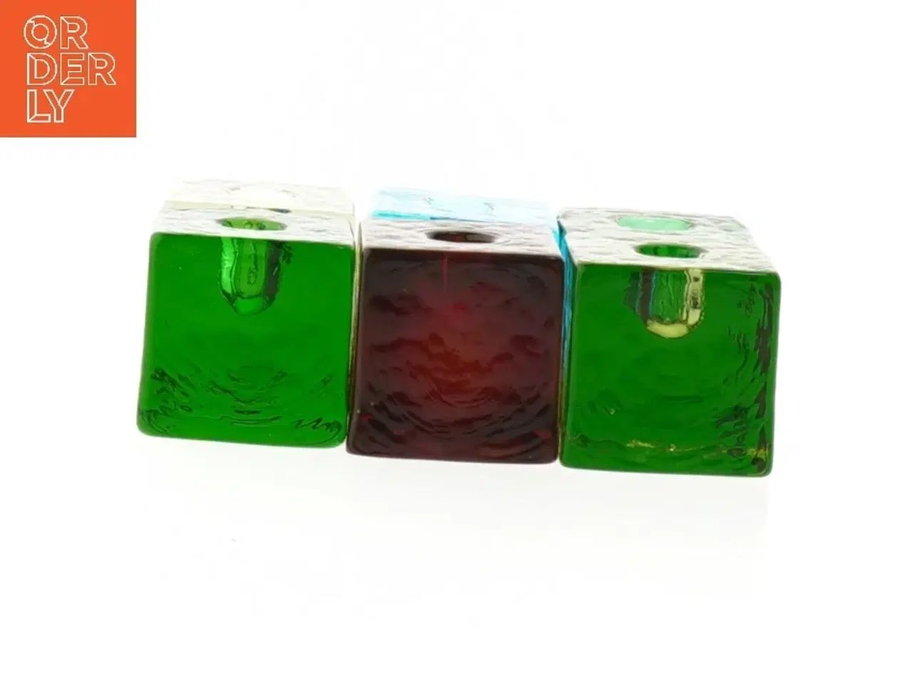 Billede 2 - Farvede glas fyrfadsstager (str. 4x4x4 cm)