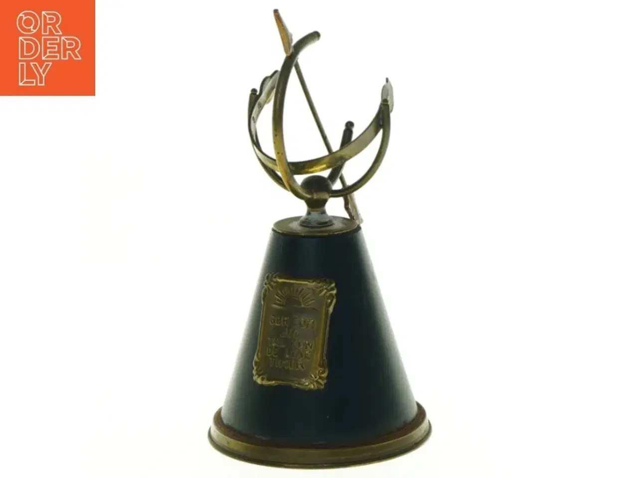 Billede 1 - Vintage messing teak træ sol ur (str. 16 x, 8 cm)