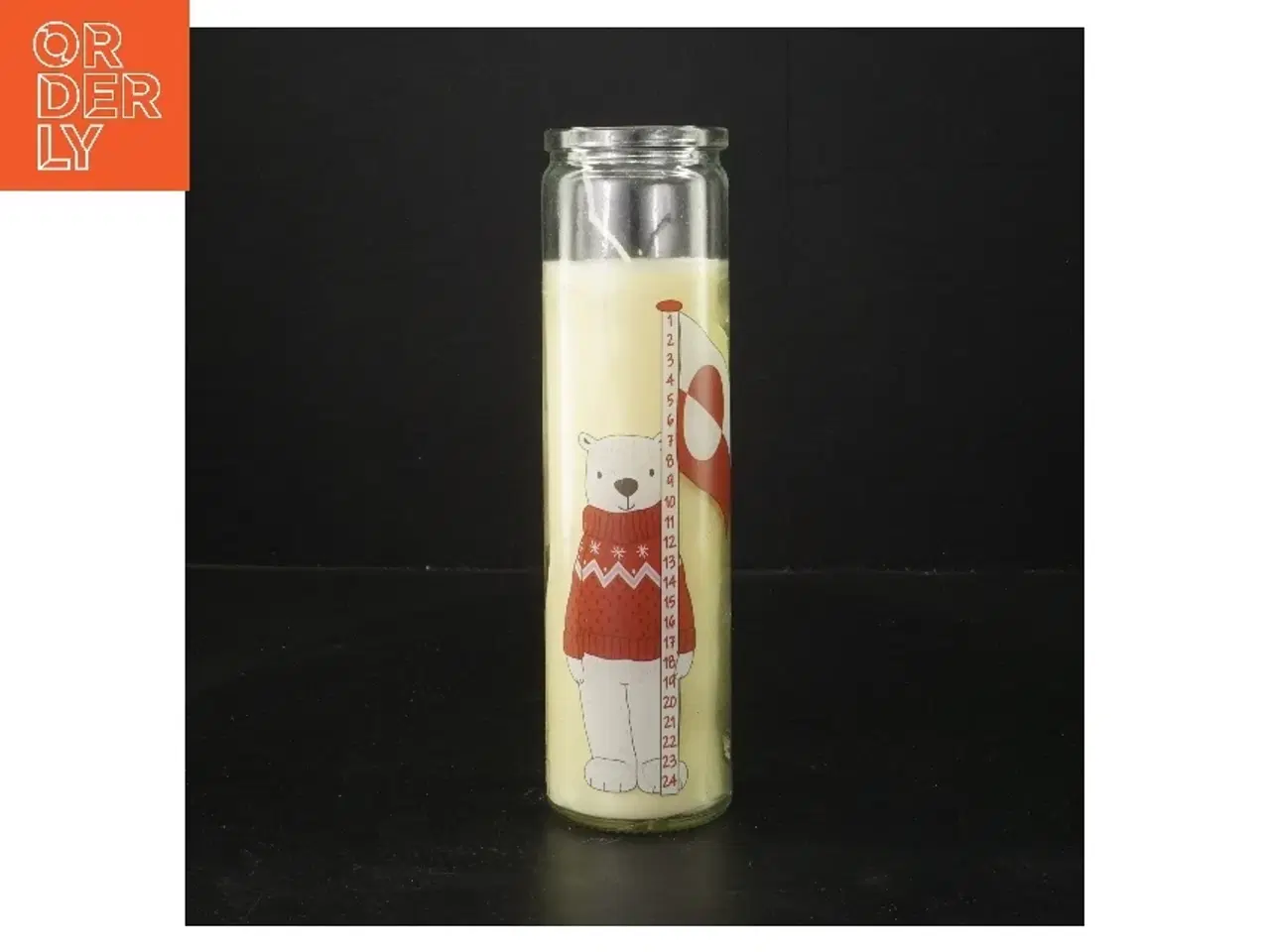 Billede 1 - Julelys i glas med bjørnemotiv fra Det Gamle Apotek (str. Ø 5,5 cm højde 21 cm)