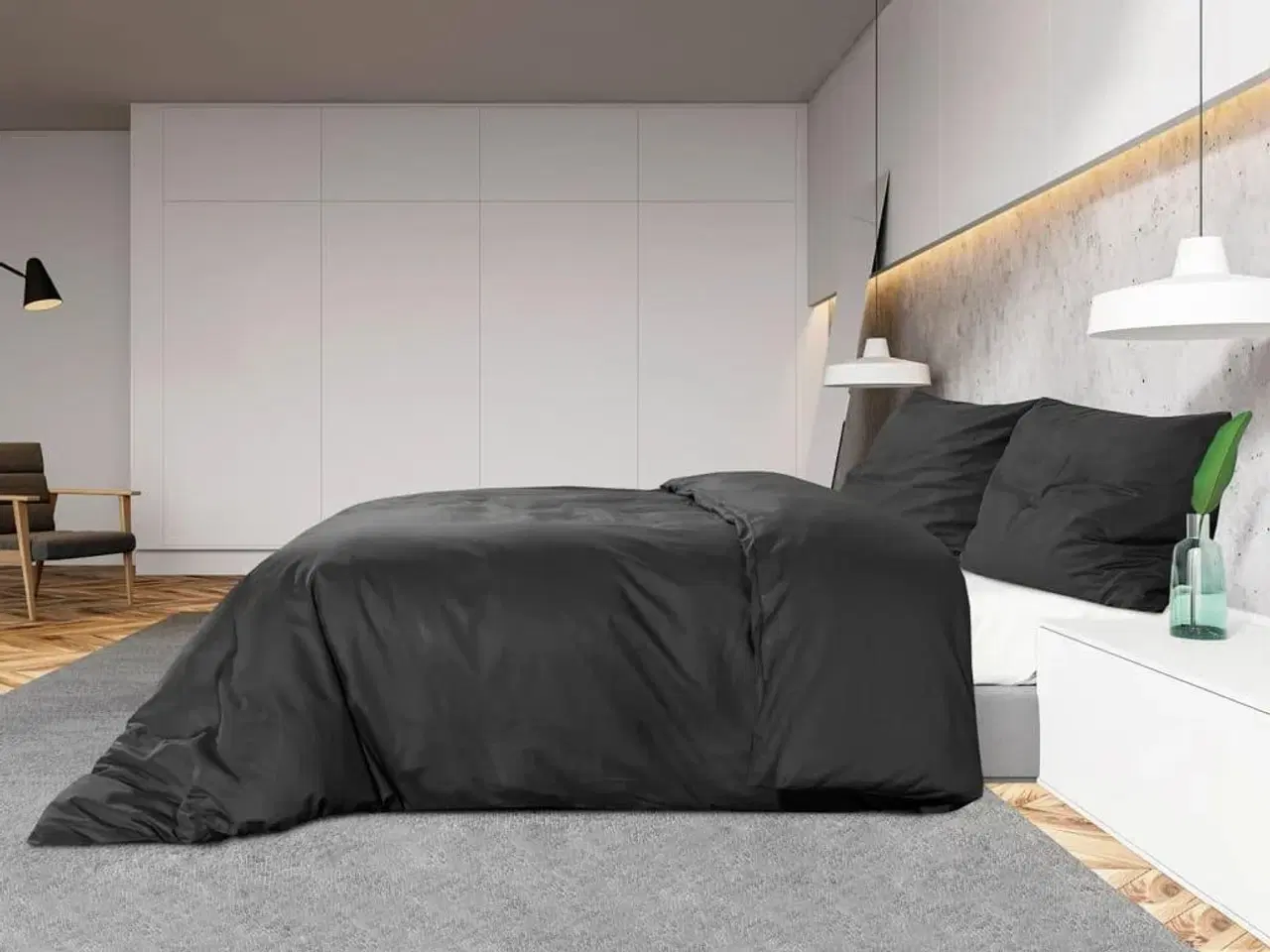 Billede 4 - Sengetøj 200x220 cm bomuld sort