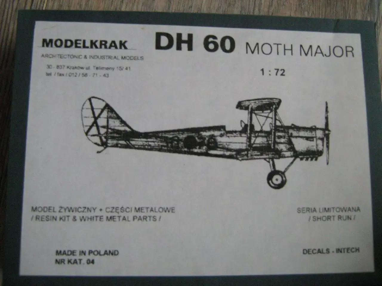 Billede 1 - DH 60 Moth Major skala 1/72