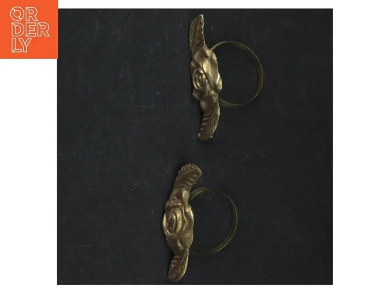 Billede 4 - Serviet messing ringe med rose motiv