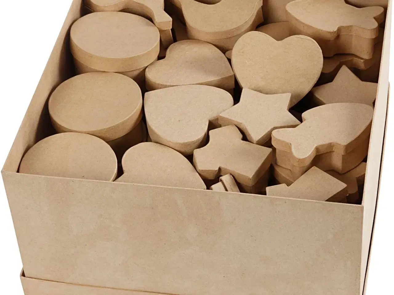 Billede 1 - Håndlavede Papmaché Æsker, 63 stk. i 6-11 cm