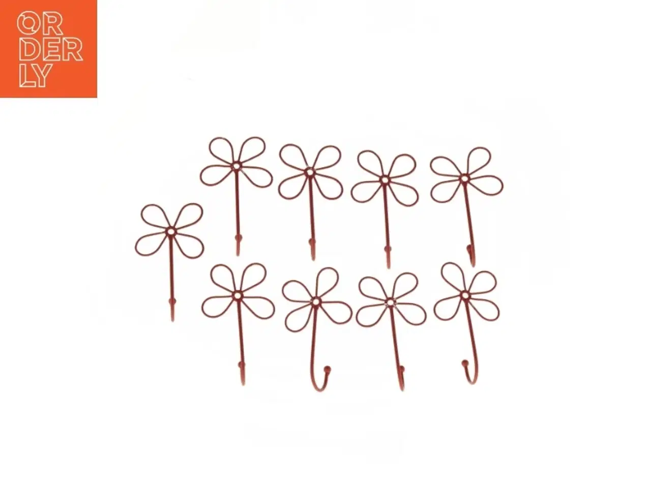 Billede 4 - Dekorative røde metalblomstkroge (str. 12 x 8 cm)