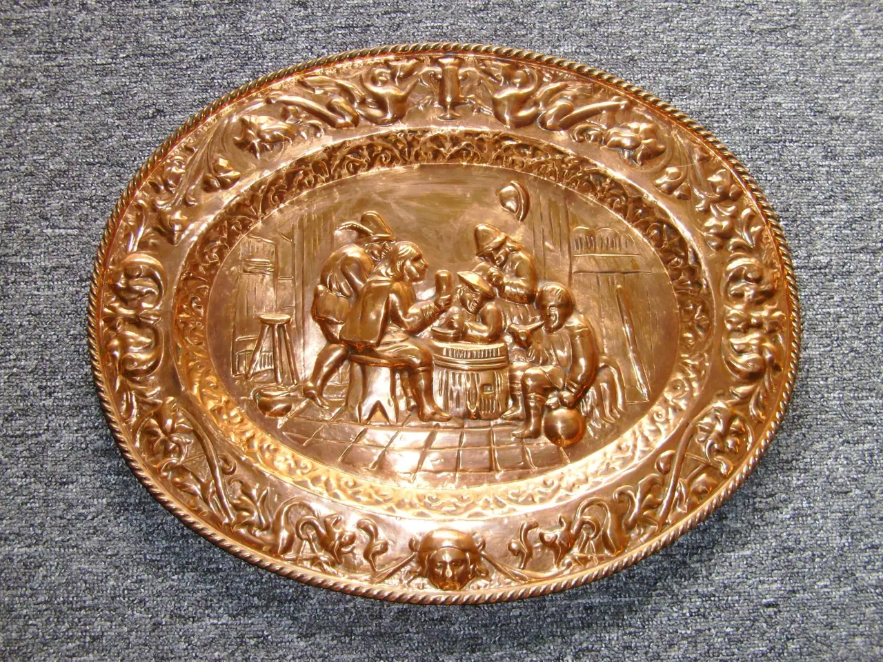 Billede 1 - Antikt kobber fad / vægplatte