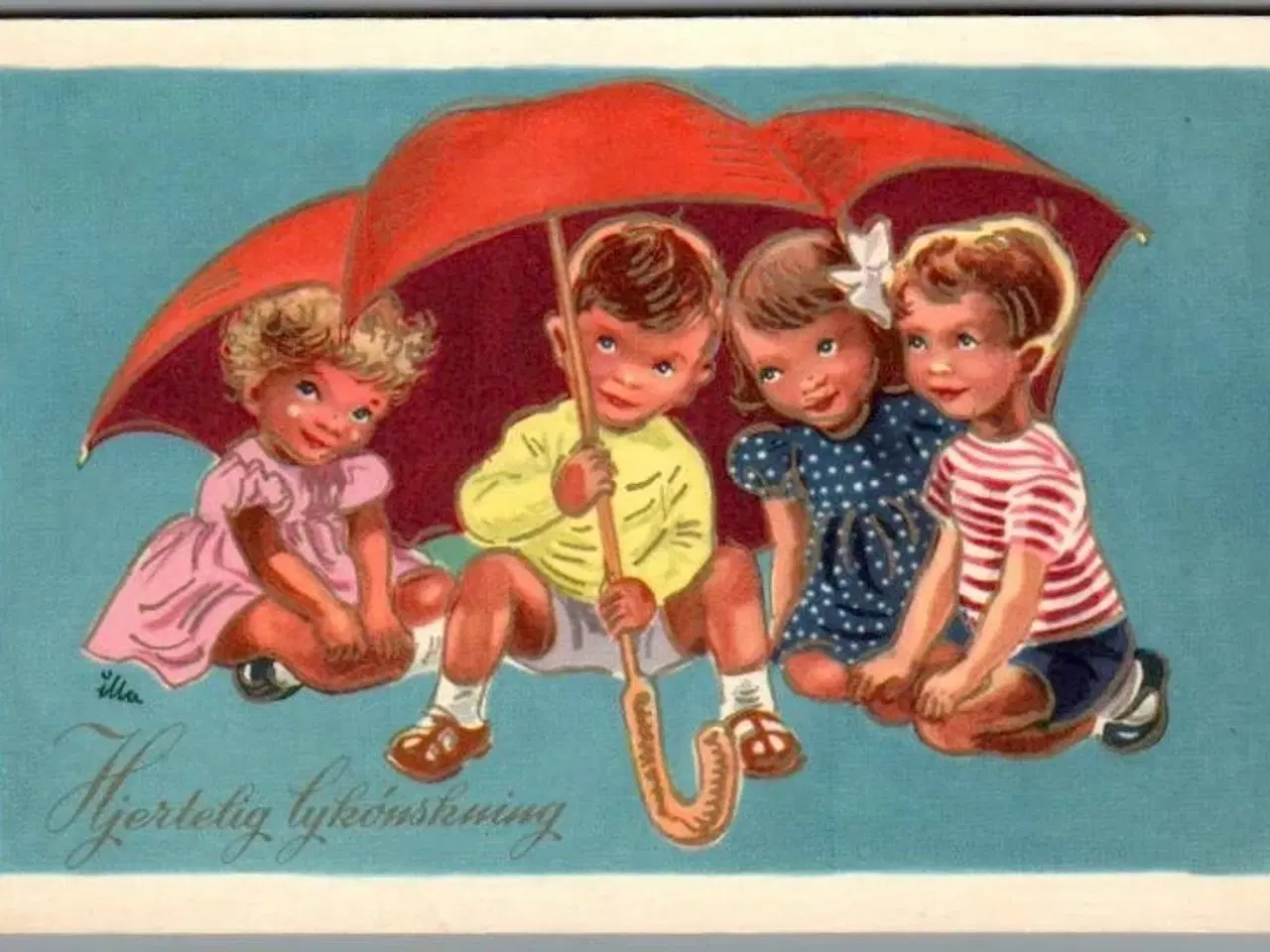 Billede 1 - Illa - Hjertelig Lykønskning - Stender Serie 5003 - Ubrugt - Blank forside !