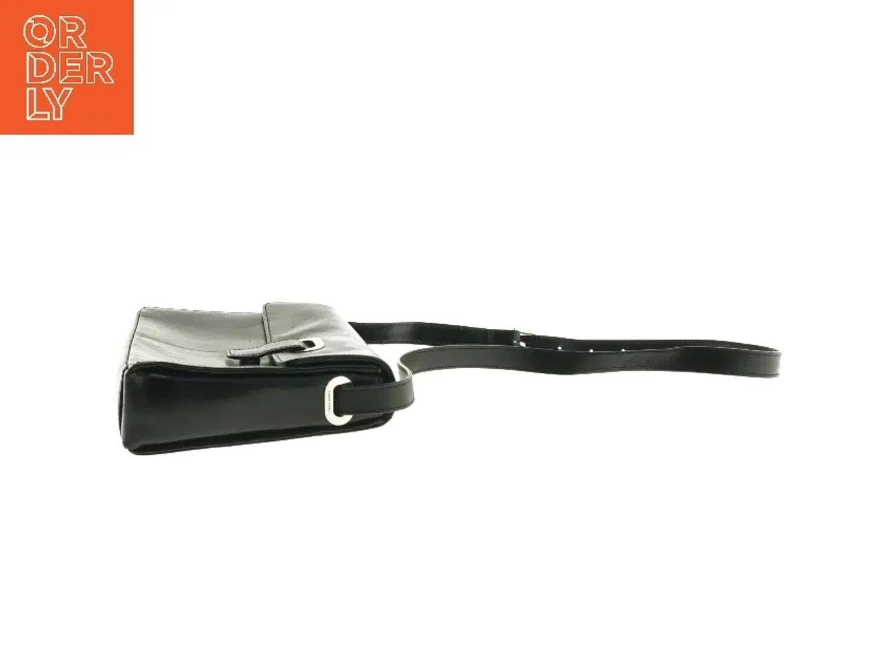 Billede 2 - Sort læder skuldertaske (str. 26 x 19 cm)