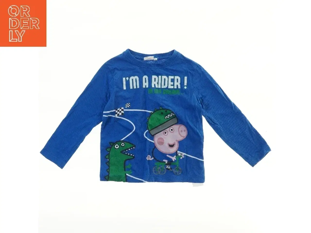 Billede 1 - Langærmet blå t-shirt med tryk fra Peppa Pig (str. 104)