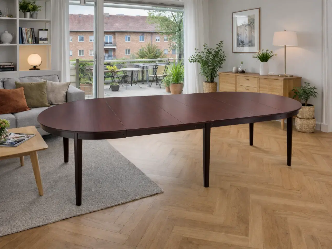 Billede 2 - Retro rundt spisebord med 3 originale tillægsplade