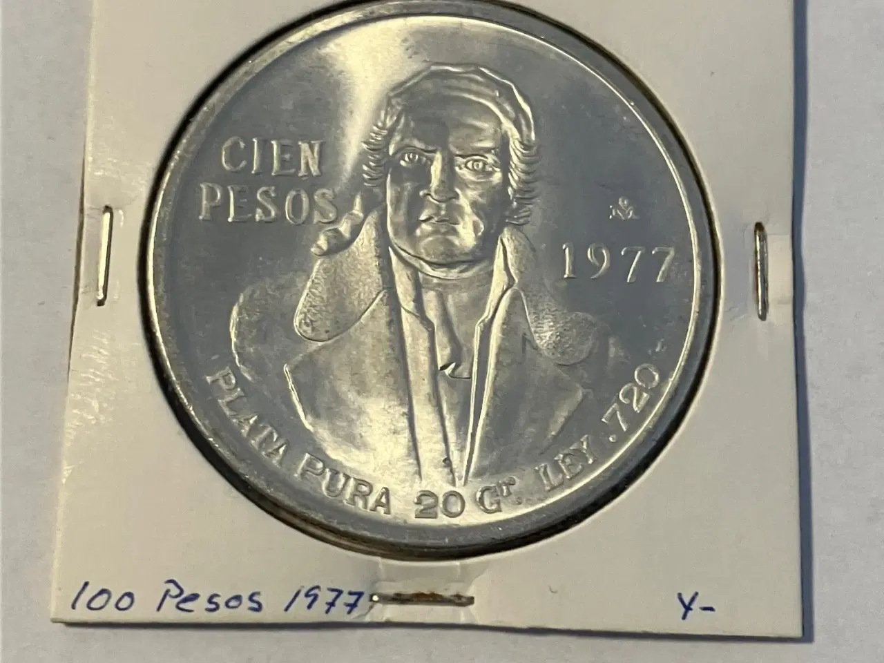 Billede 1 - 100 Pesos Mexico 1977 - Silver