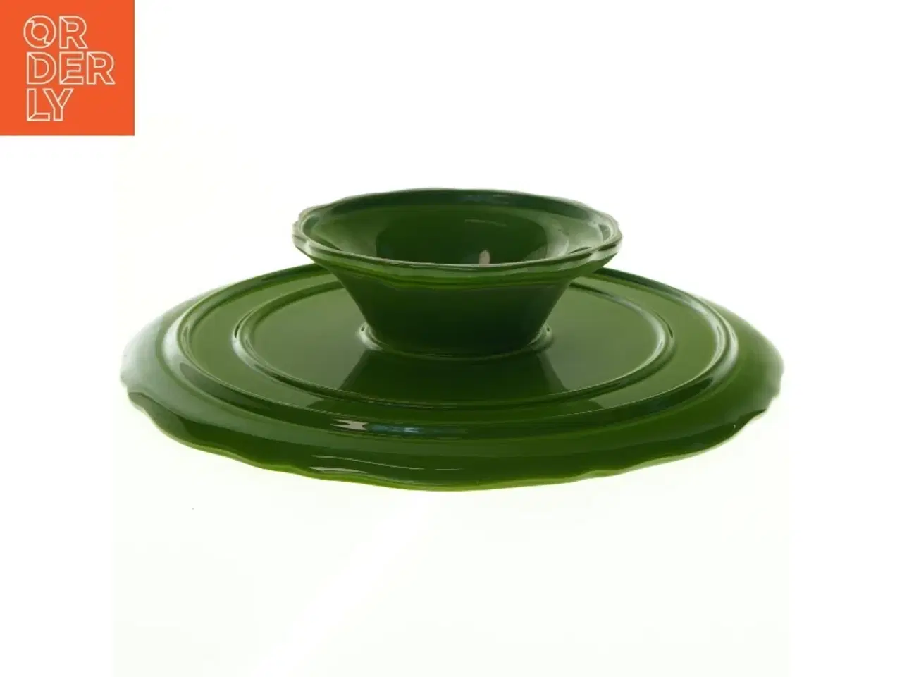Billede 4 - Grøn keramik kagefad (str. Ø. 33 cm)