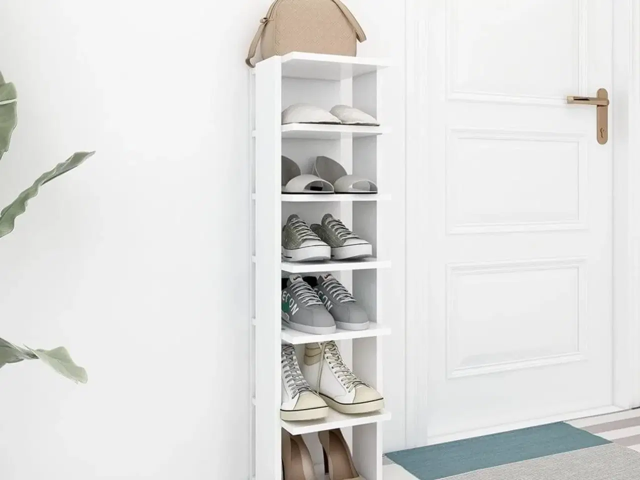 Billede 3 - Skoskab 27,5x27x102 cm konstrueret træ hvid