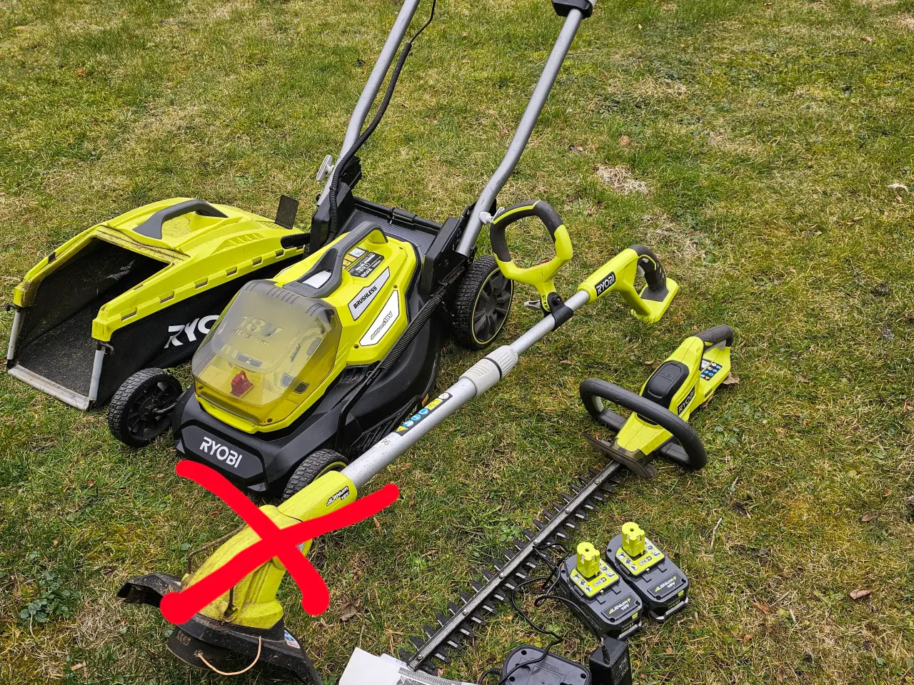 Billede 1 - Plæneklipper ryobi one plus og hækkeklipper
