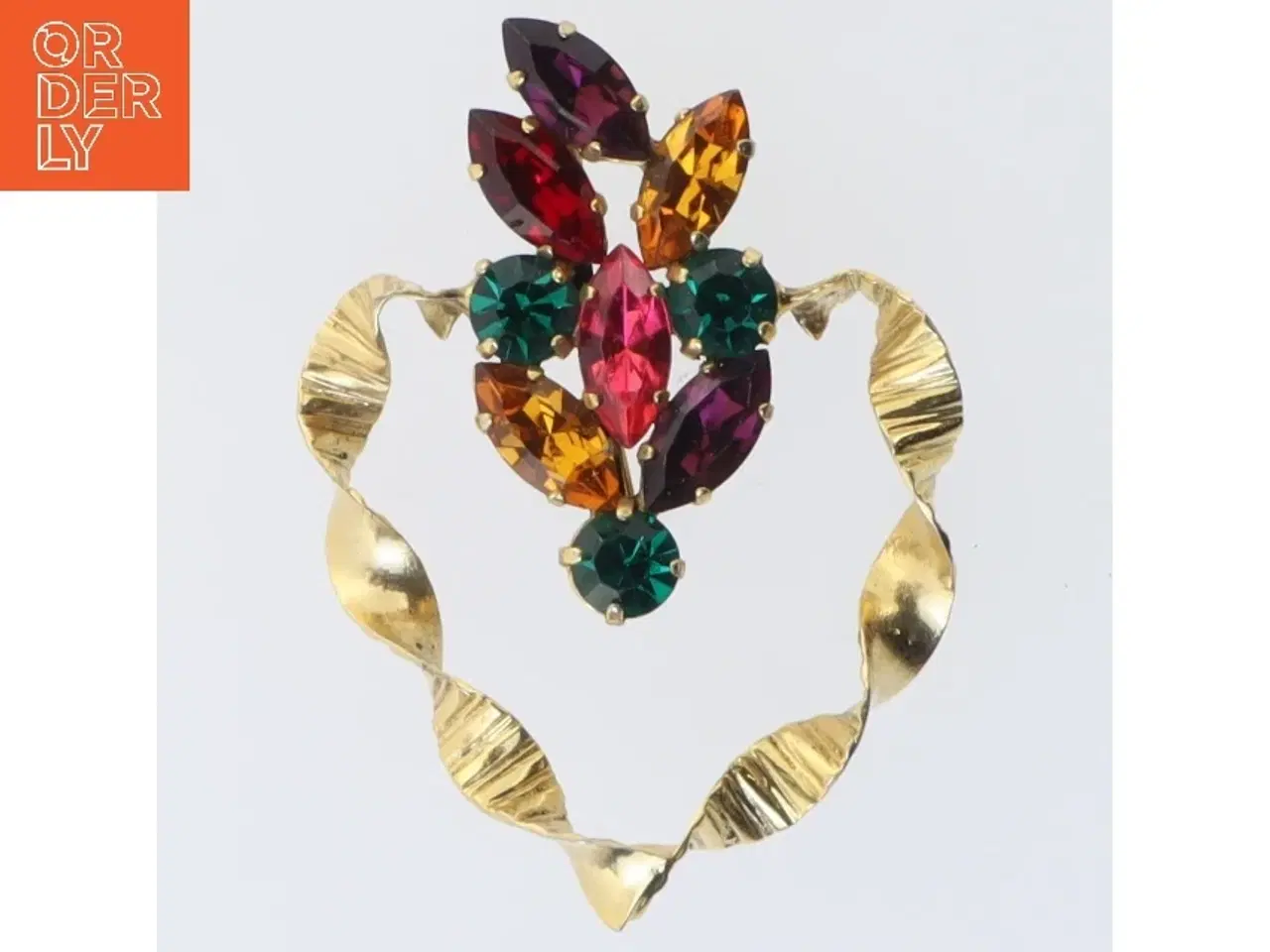 Billede 2 - Vintage broche med farvede sten (str. 7 x 5 cm)