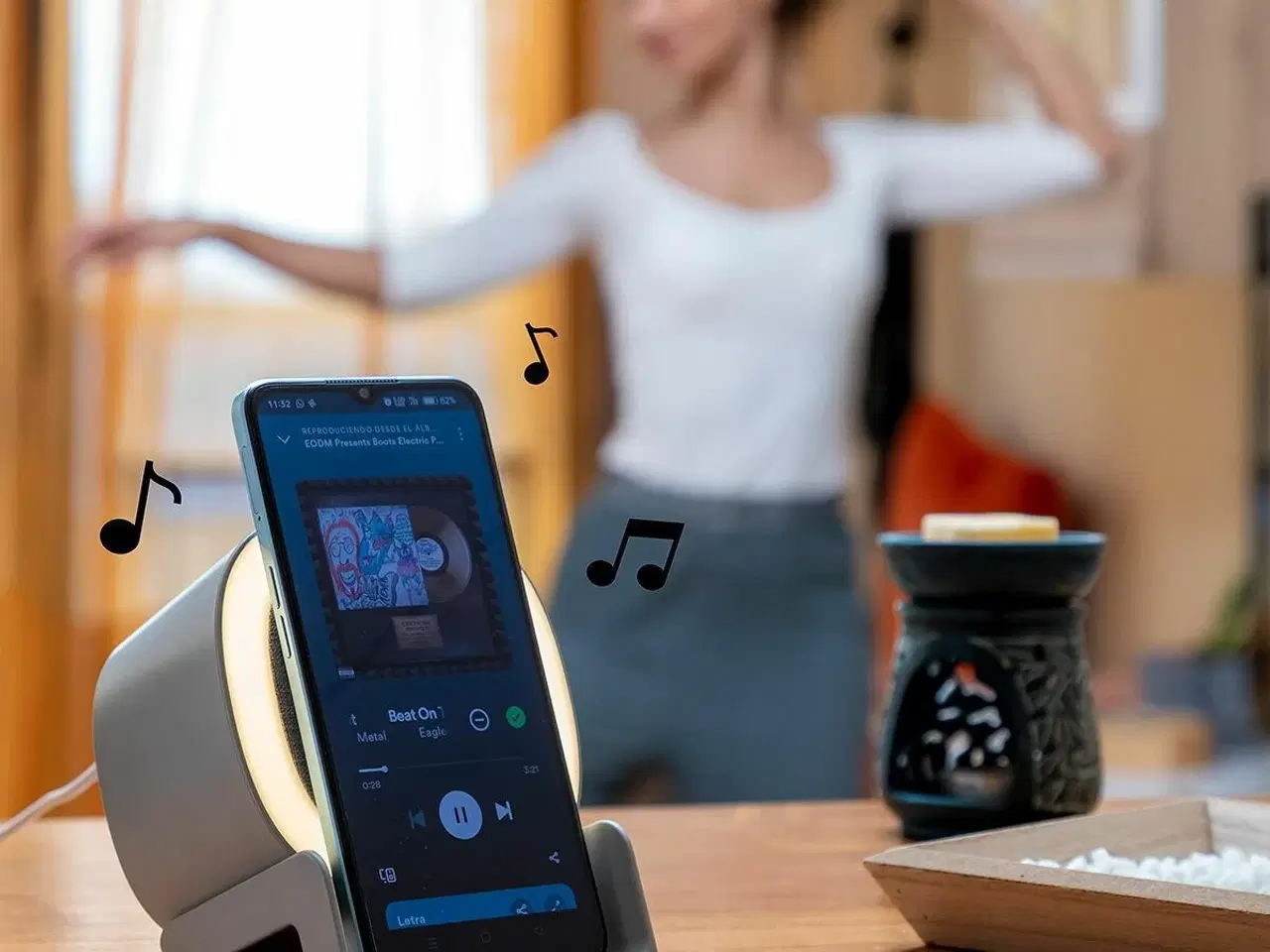 Billede 6 - Trådløs oplader med højttaler og LED - Souwis (grå)