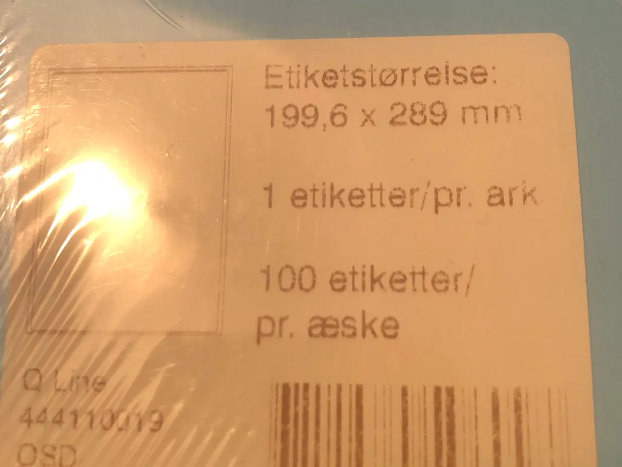 Billede 1 - Etiketter / labels A4-1 slids pr. ark til printer.